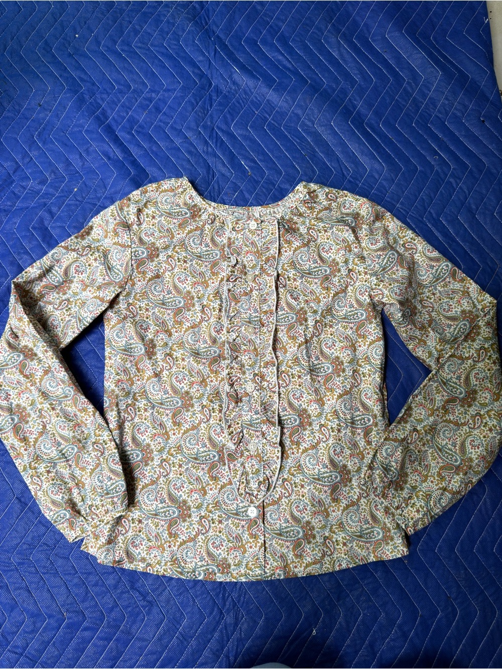 Girls' Paisley Button-Front Ruffle Blouse - Multicolor - Picture 2 of 5